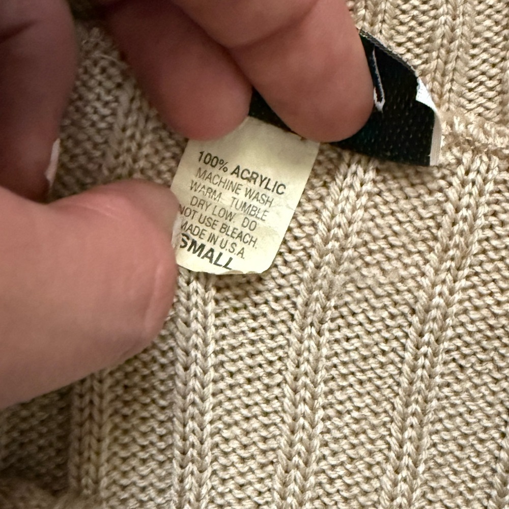 Vintage Chesley Beige Off-Shoulder Ribbed Sweater Sz Small - Picture 4 of 5